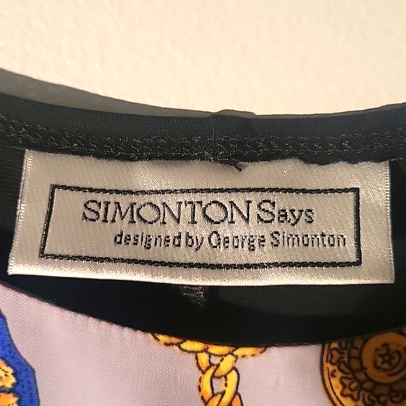 George Simonton Status Print Woven Front Knit Back Shirt 2X - Picture 3 of 6